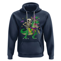 Mardi Gras Funny Skeleton On Dinosaur Jester Beads Hoodie - Wonder Print Shop
