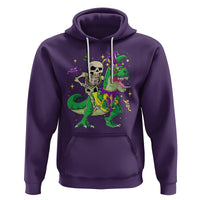 Mardi Gras Funny Skeleton On Dinosaur Jester Beads Hoodie - Wonder Print Shop
