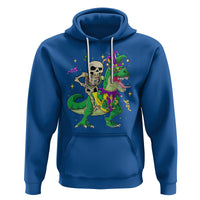 Mardi Gras Funny Skeleton On Dinosaur Jester Beads Hoodie - Wonder Print Shop