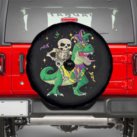 Mardi Gras Funny Skeleton On Dinosaur Jester Beads Spare Tire Cover