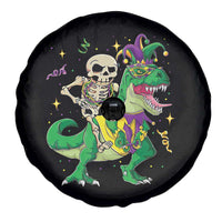 Mardi Gras Funny Skeleton On Dinosaur Jester Beads Spare Tire Cover