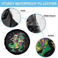Mardi Gras Funny Skeleton On Dinosaur Jester Beads Spare Tire Cover