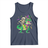 Mardi Gras Funny Skeleton On Dinosaur Jester Beads Tank Top