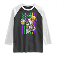 Mardi Gras Beer Lover American Flag Fat Tuesday Parade Raglan Shirt