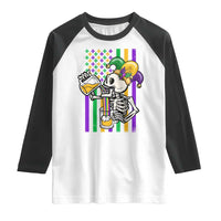 Mardi Gras Beer Lover American Flag Fat Tuesday Parade Raglan Shirt