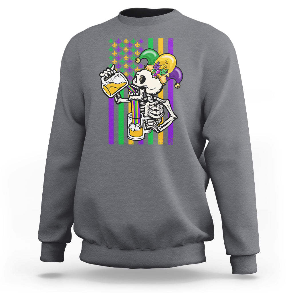 Mardi Gras Beer Lover American Flag Fat Tuesday Parade Sweatshirt - Wonder Print Shop