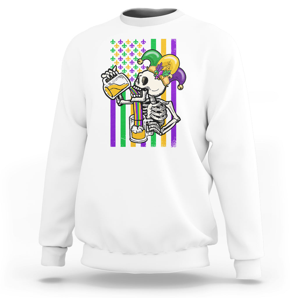 Mardi Gras Beer Lover American Flag Fat Tuesday Parade Sweatshirt - Wonder Print Shop