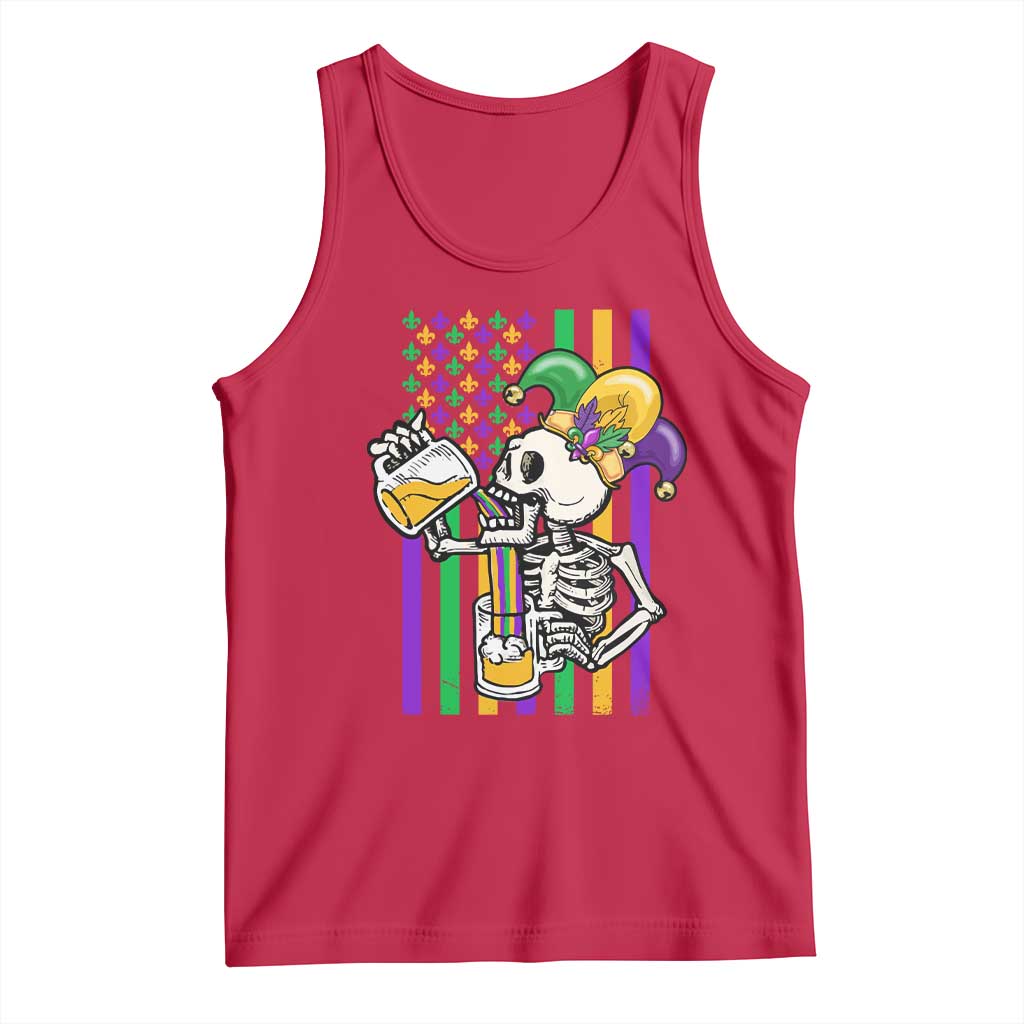 Mardi Gras Beer Lover American Flag Fat Tuesday Parade Tank Top