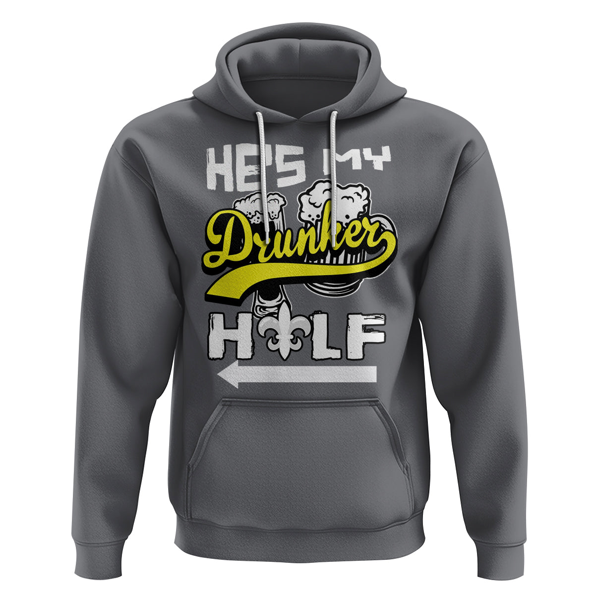 Mardi Gras Hoodie He's My Drunker Half Matching Couple - Wonder Print Shop
