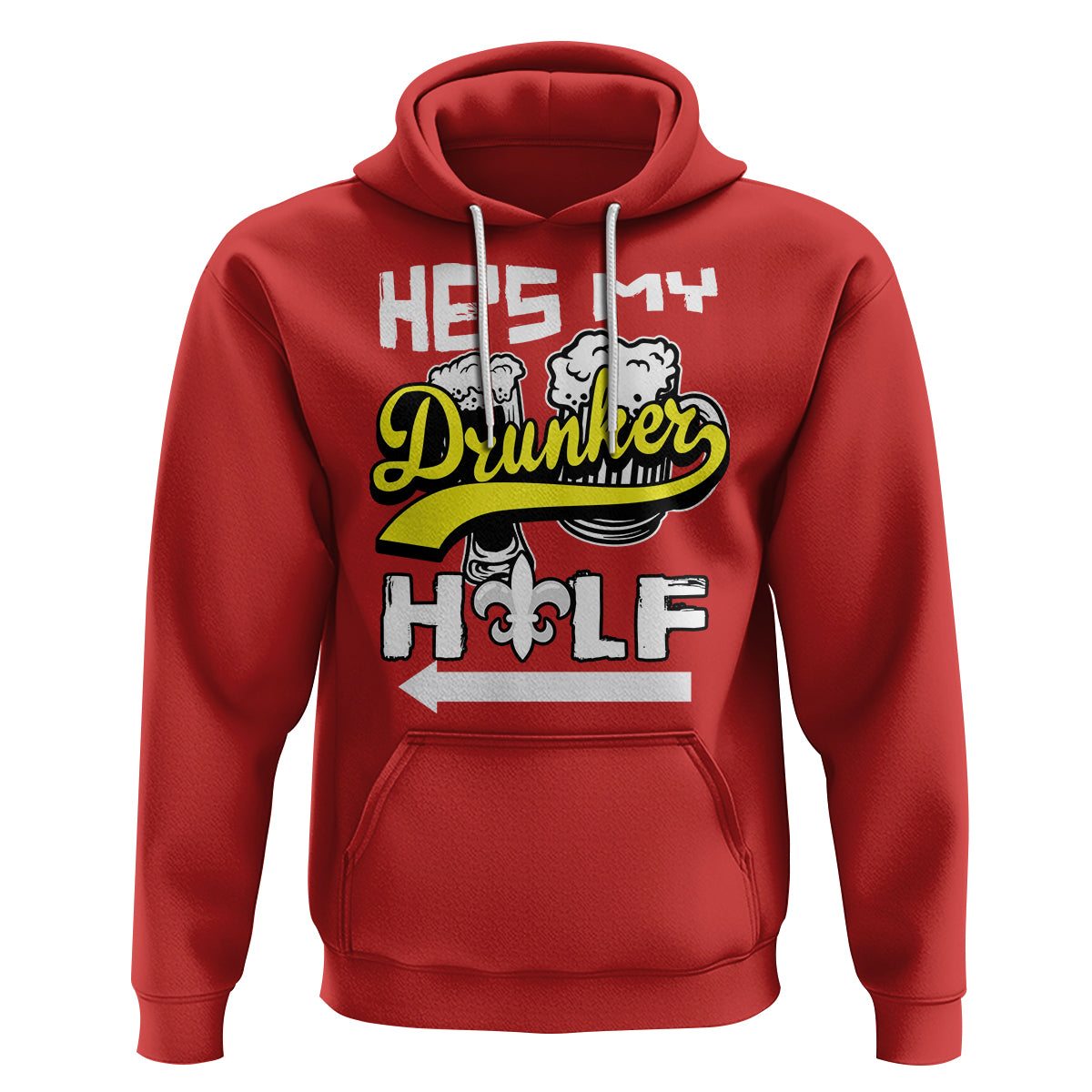 Mardi Gras Hoodie He's My Drunker Half Matching Couple - Wonder Print Shop