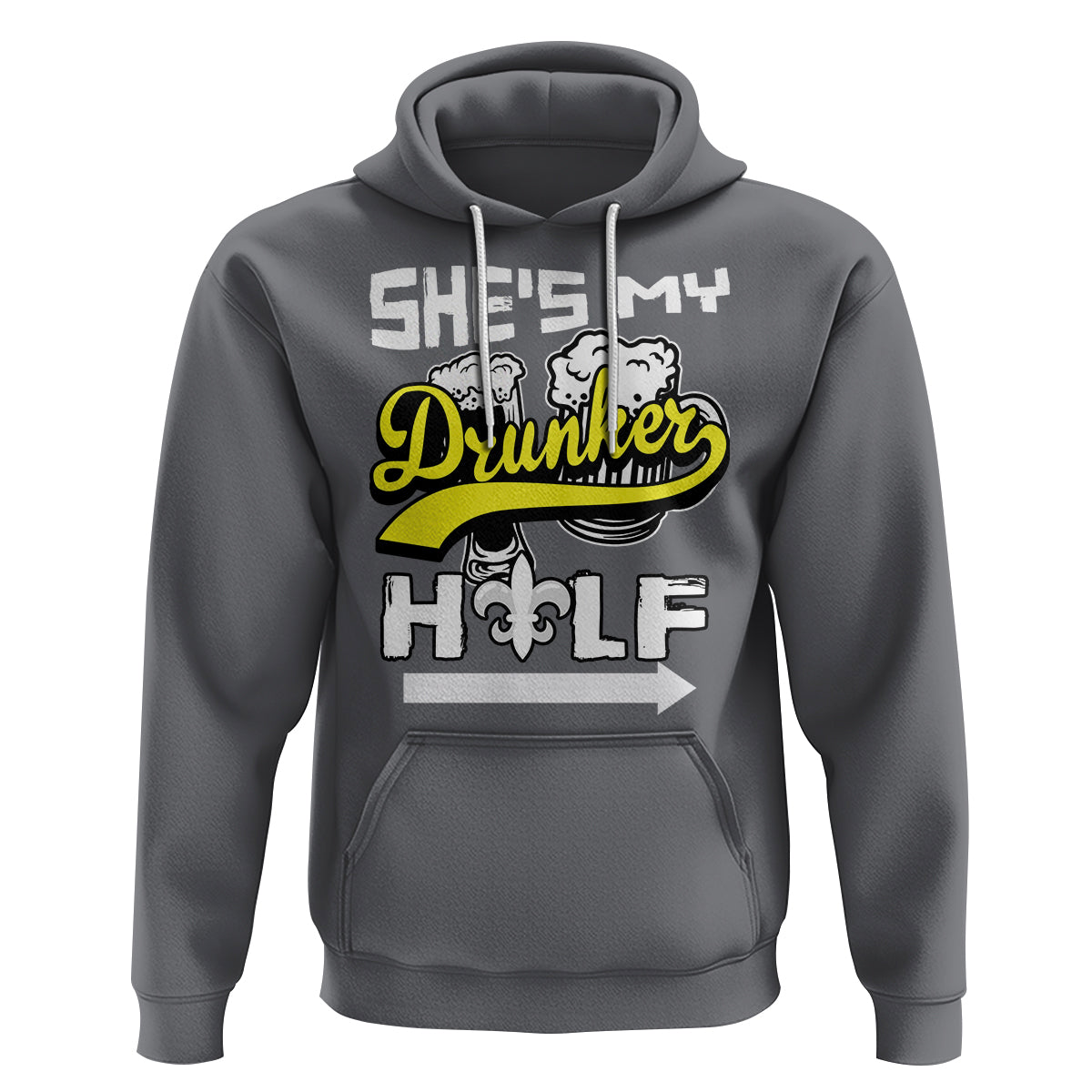 Mardi Gras Hoodie She's My Drunker Half Matching Couple - Wonder Print Shop