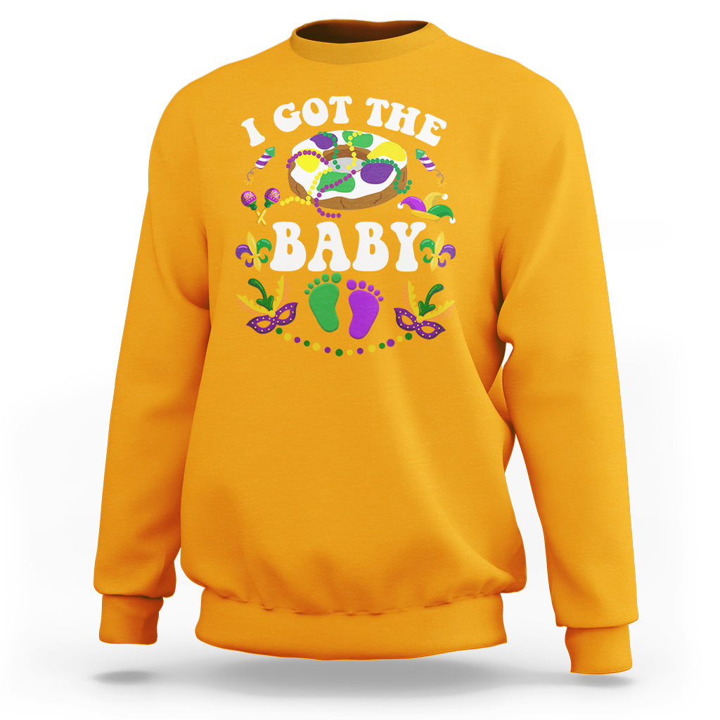 Mardi Gras Sweatshirt I Got The Baby Funny Pregnancy Announcement - Wonder Print Shop