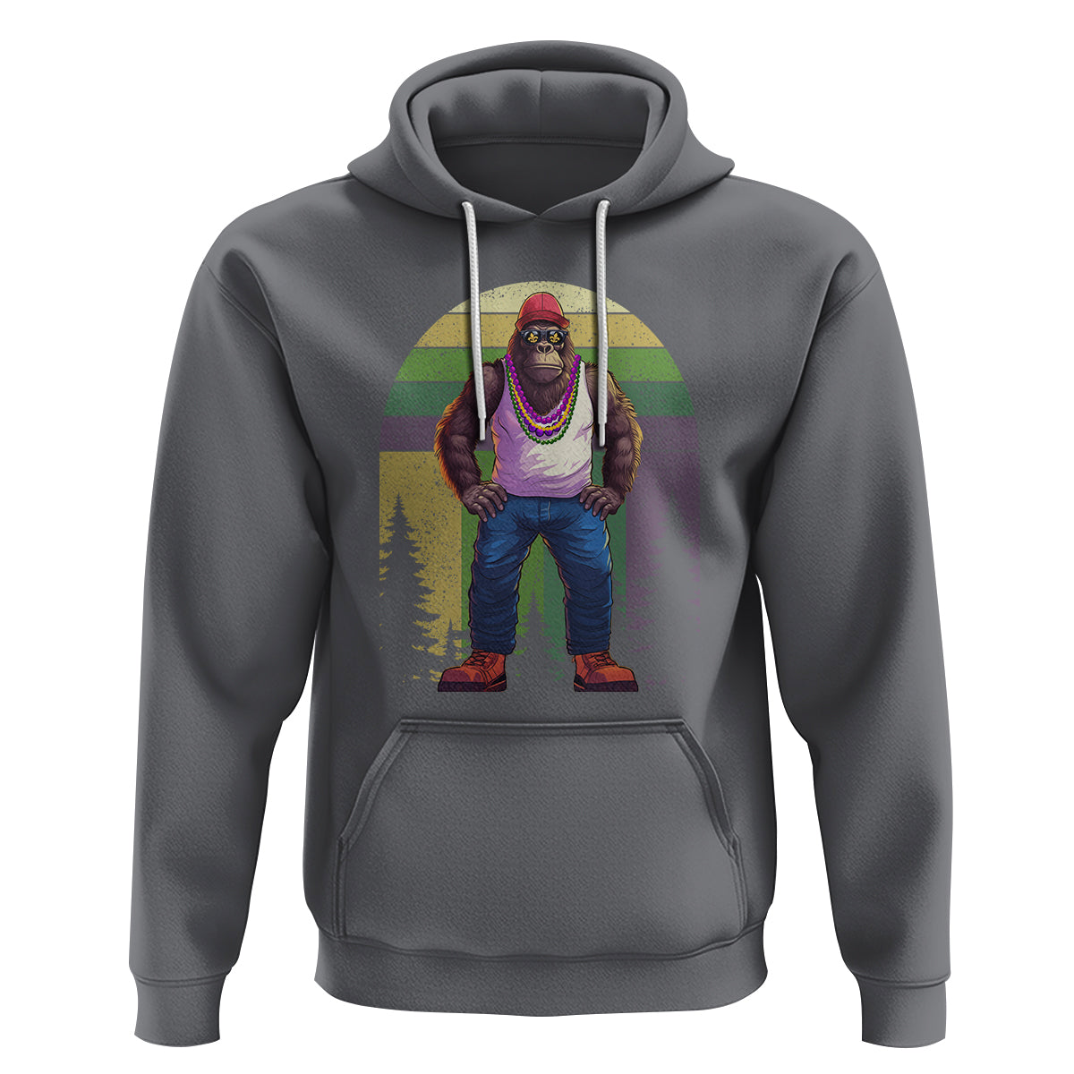 Mardi Gras Bigfoot Sasquatch Funny Fat Tuesday Parade Hoodie - Wonder Print Shop