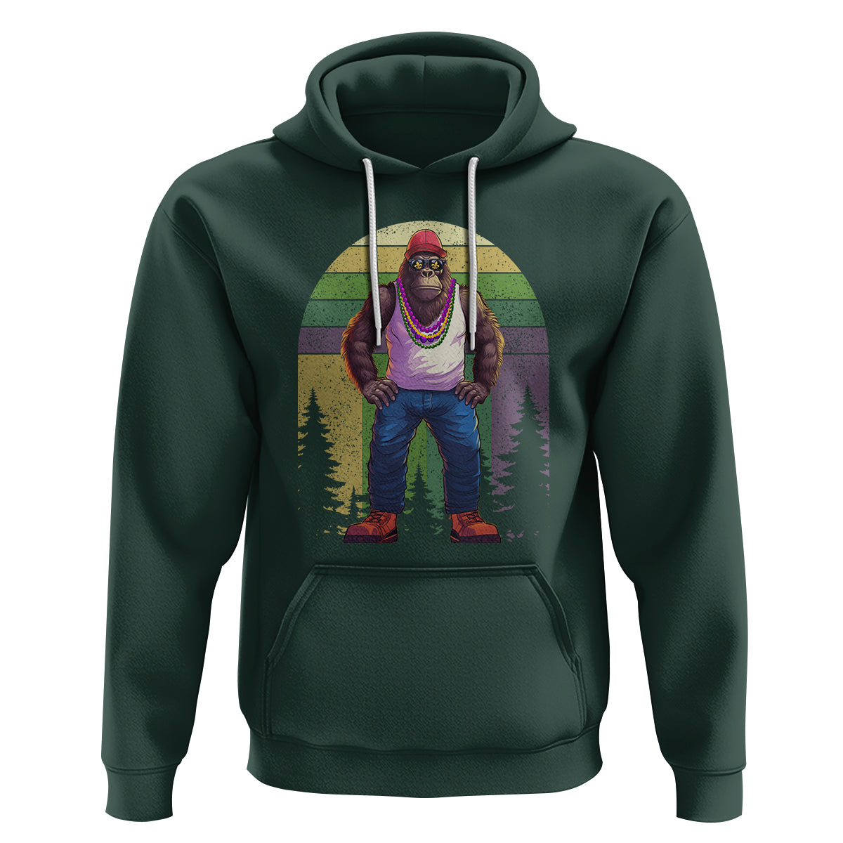 Mardi Gras Bigfoot Sasquatch Funny Fat Tuesday Parade Hoodie - Wonder Print Shop