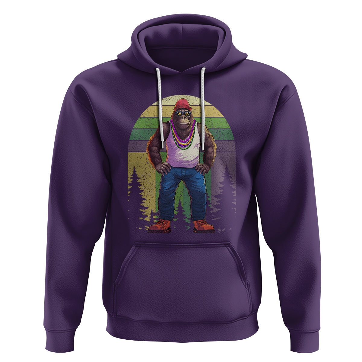 Mardi Gras Bigfoot Sasquatch Funny Fat Tuesday Parade Hoodie - Wonder Print Shop