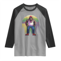 Funny Mardi Gras Bigfoot Sasquatch Funny Fat Tuesday Parade Raglan Shirt