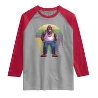 Funny Mardi Gras Bigfoot Sasquatch Funny Fat Tuesday Parade Raglan Shirt
