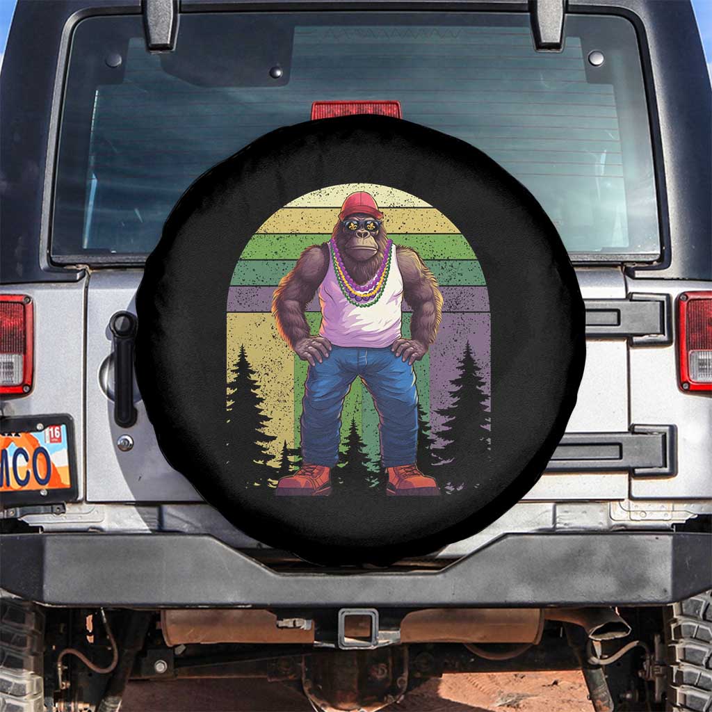 Funny Mardi Gras Bigfoot Sasquatch Funny Fat Tuesday Parade Spare Tire Cover