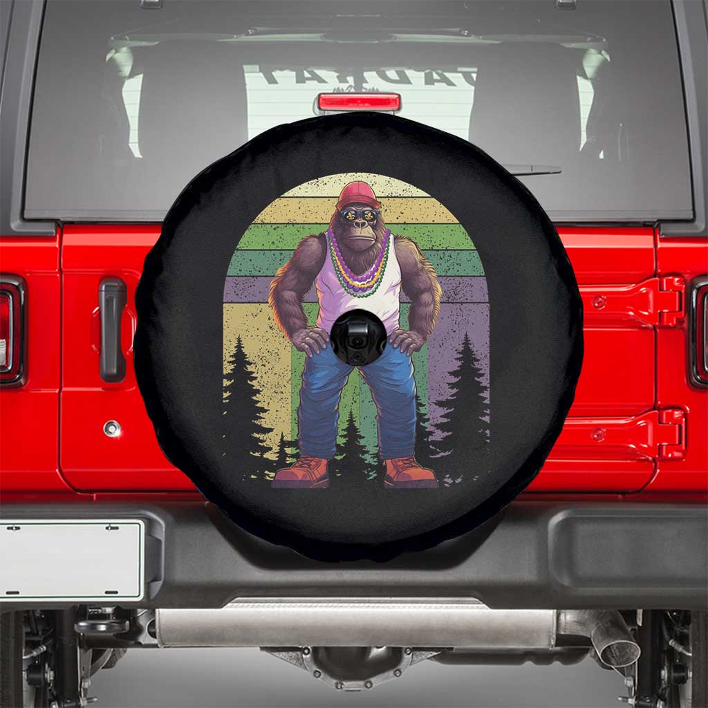 Funny Mardi Gras Bigfoot Sasquatch Funny Fat Tuesday Parade Spare Tire Cover