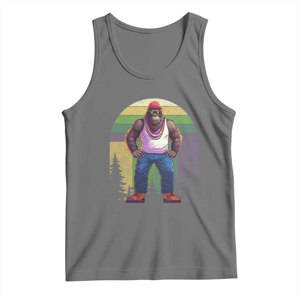 Funny Mardi Gras Bigfoot Sasquatch Funny Fat Tuesday Parade Tank Top