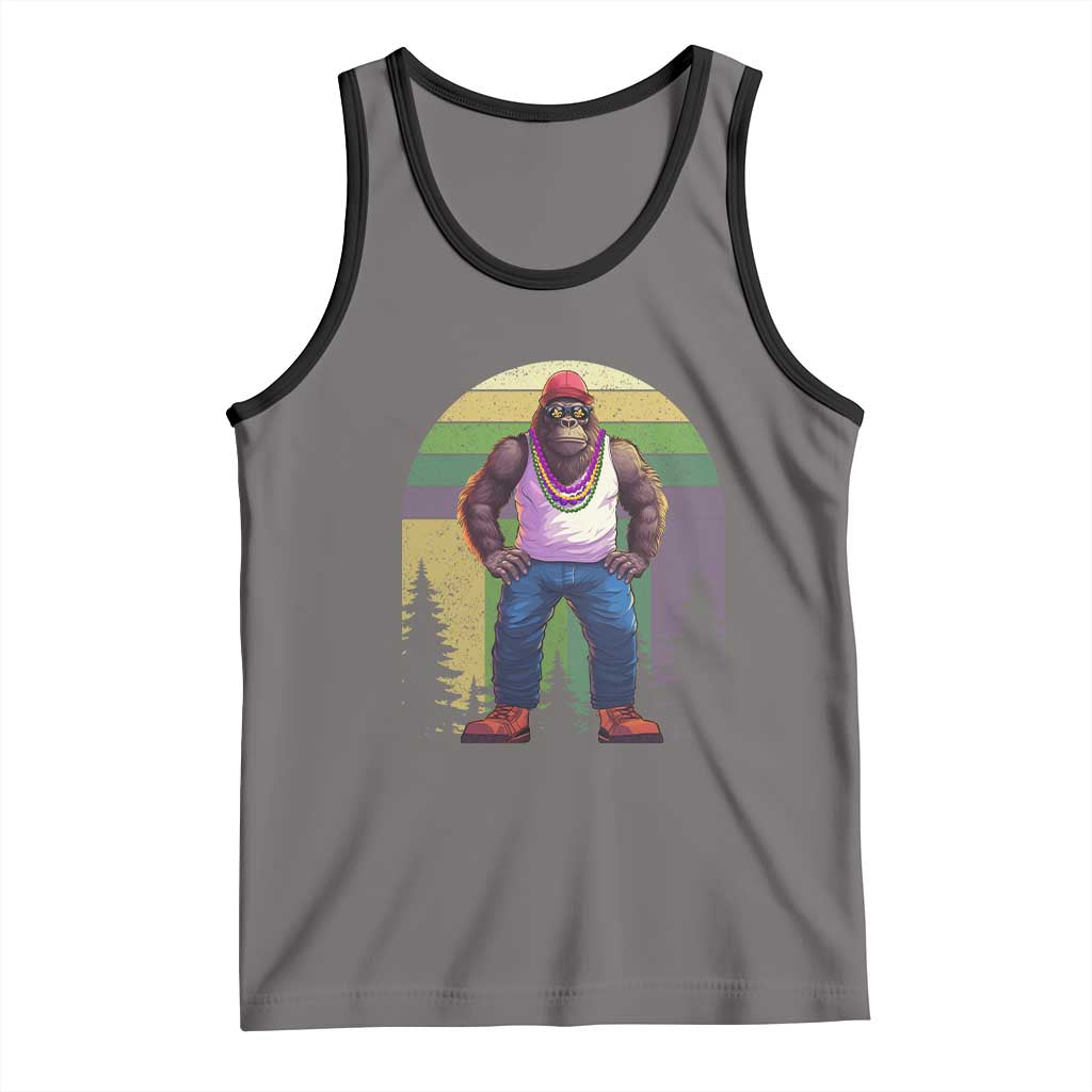 Funny Mardi Gras Bigfoot Sasquatch Funny Fat Tuesday Parade Tank Top