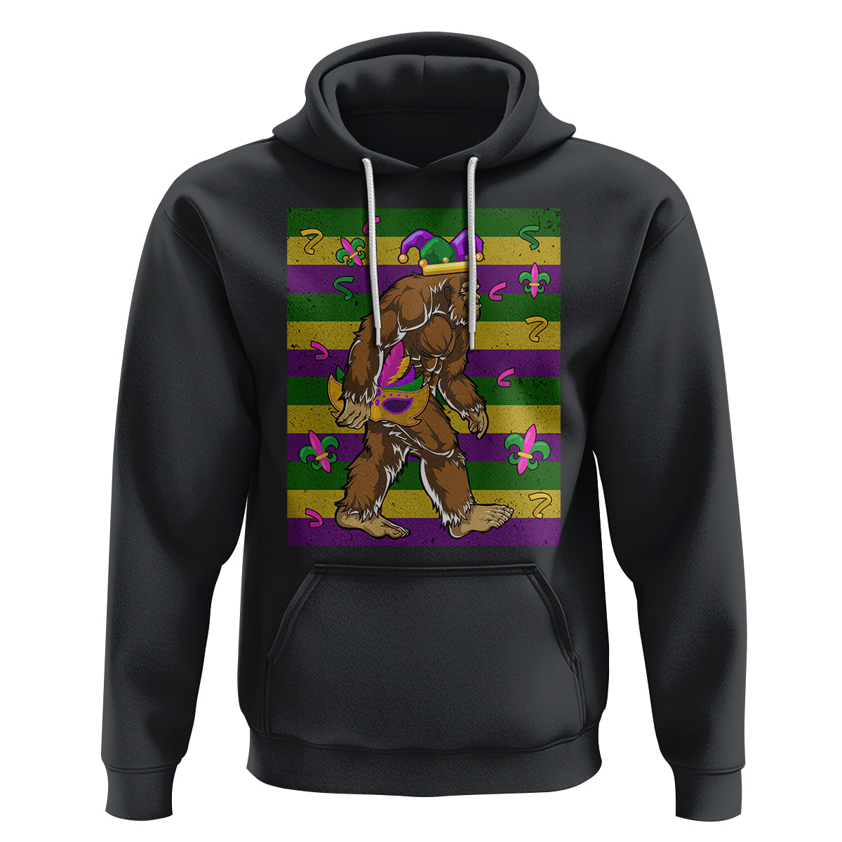 Mardi Gras Bigfoot Sasquatch Funny Fat Tuesday Parade Hoodie - Wonder Print Shop