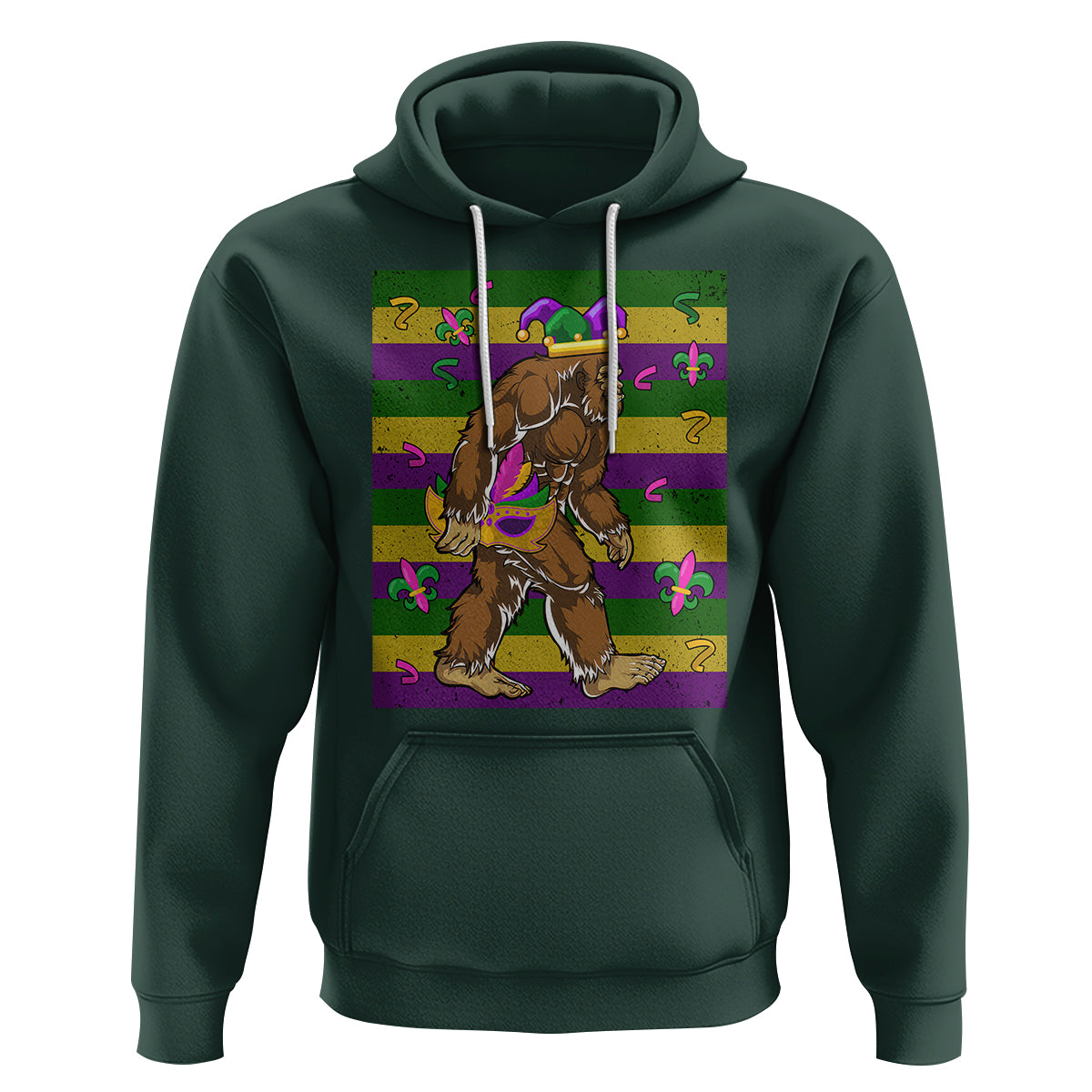Mardi Gras Bigfoot Sasquatch Funny Fat Tuesday Parade Hoodie - Wonder Print Shop