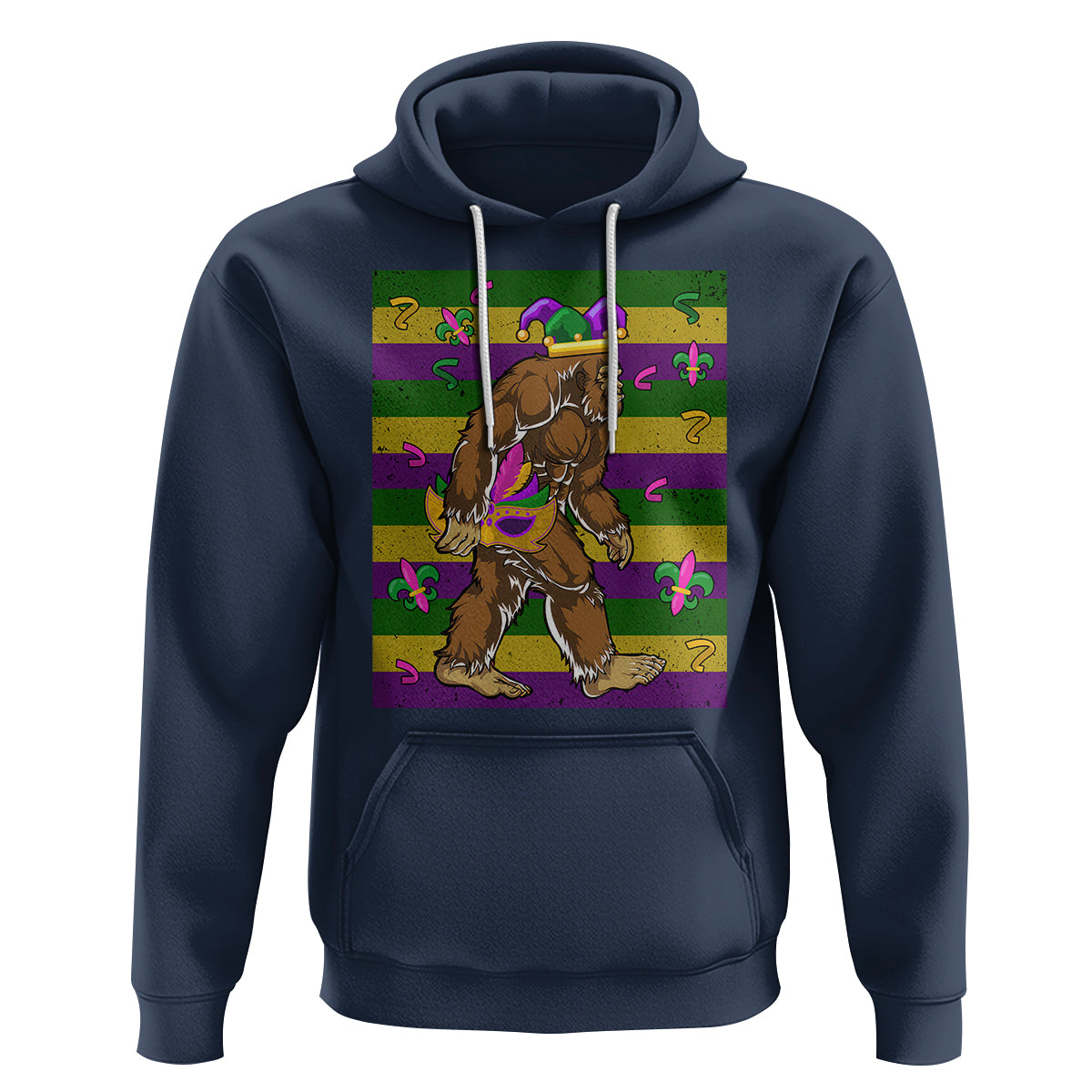 Mardi Gras Bigfoot Sasquatch Funny Fat Tuesday Parade Hoodie - Wonder Print Shop