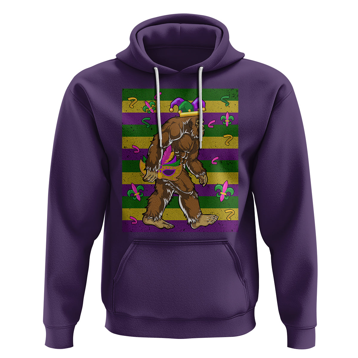 Mardi Gras Bigfoot Sasquatch Funny Fat Tuesday Parade Hoodie - Wonder Print Shop