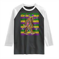 Mardi Gras Bigfoot Sasquatch Funny Fat Tuesday Parade Raglan Shirt