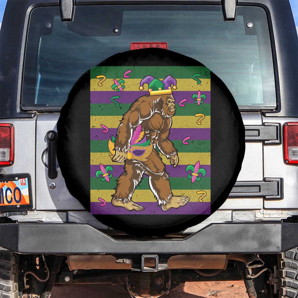 Mardi Gras Bigfoot Sasquatch Funny Fat Tuesday Parade Spare Tire Cover