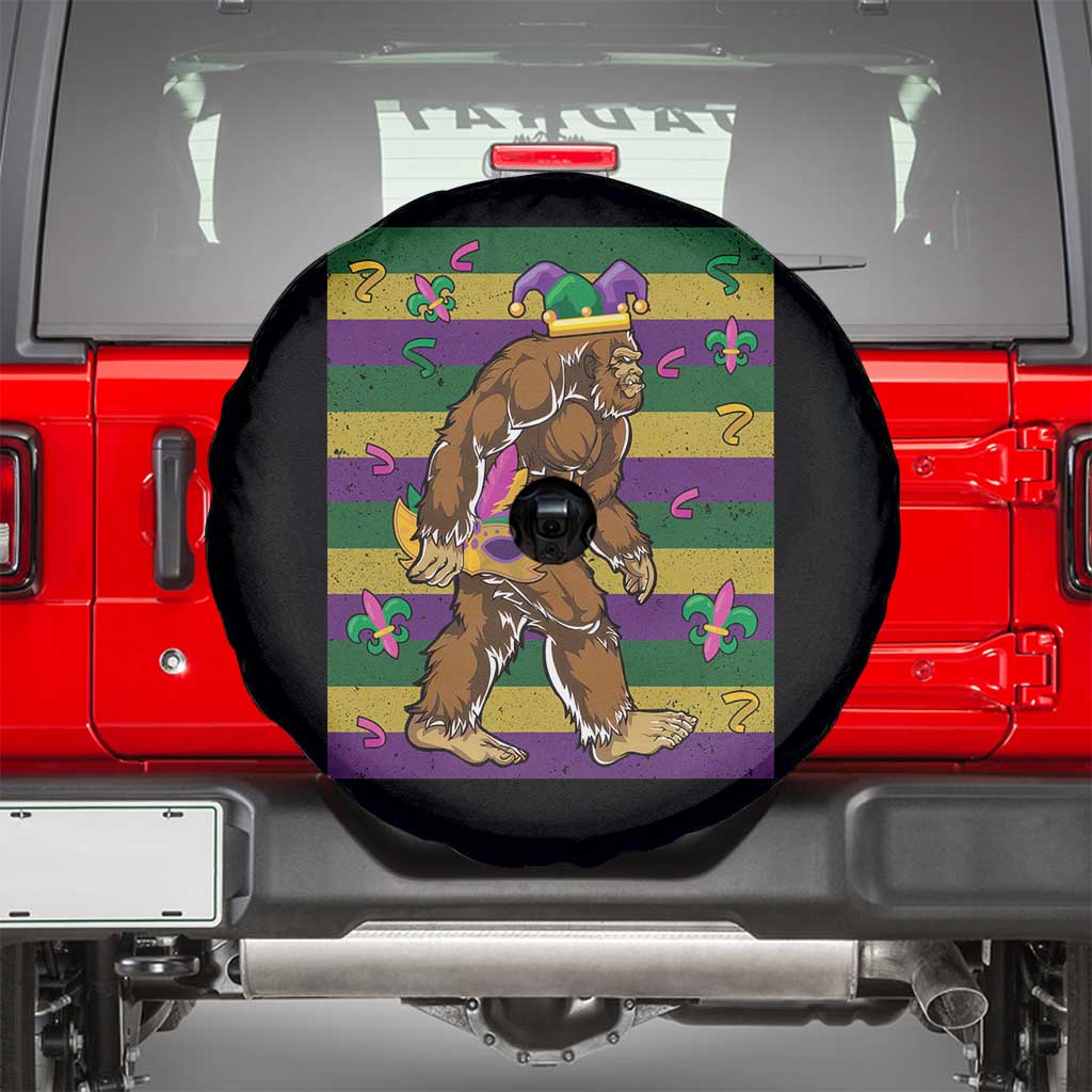 Mardi Gras Bigfoot Sasquatch Funny Fat Tuesday Parade Spare Tire Cover