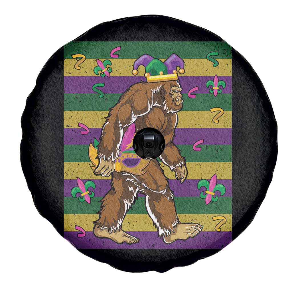 Mardi Gras Bigfoot Sasquatch Funny Fat Tuesday Parade Spare Tire Cover