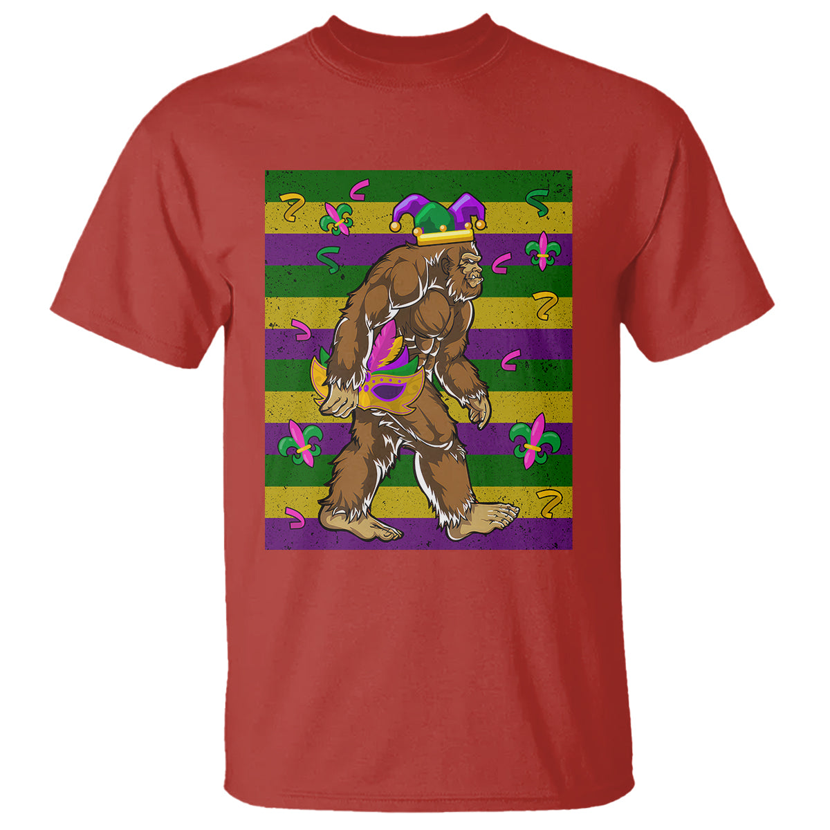 Mardi Gras Bigfoot Sasquatch Funny Fat Tuesday Parade T Shirt - Wonder Print Shop
