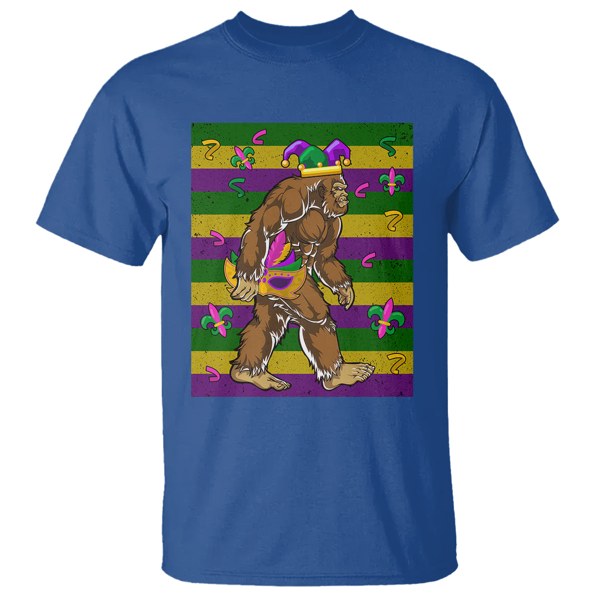 Mardi Gras Bigfoot Sasquatch Funny Fat Tuesday Parade T Shirt - Wonder Print Shop