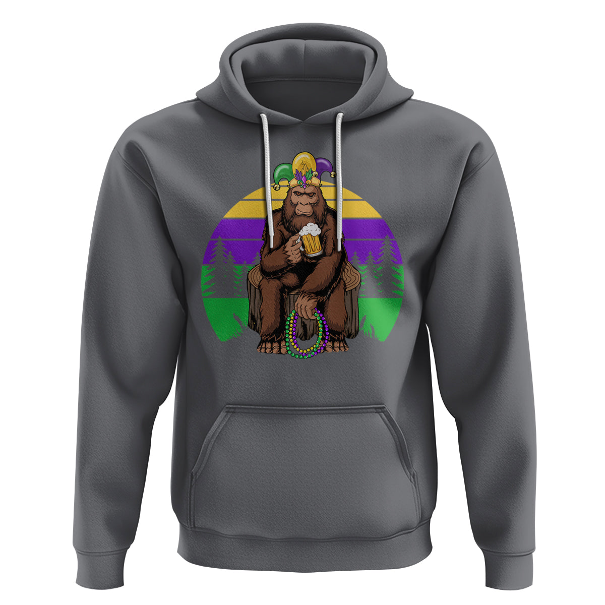 Mardi Gras Bigfoot Sasquatch Funny Beer Lover Hoodie - Wonder Print Shop