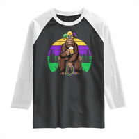 Mardi Gras Bigfoot Sasquatch Funny Beer Lover Raglan Shirt