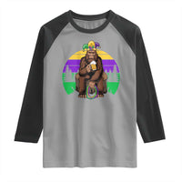 Mardi Gras Bigfoot Sasquatch Funny Beer Lover Raglan Shirt