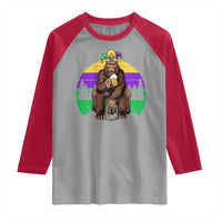 Mardi Gras Bigfoot Sasquatch Funny Beer Lover Raglan Shirt