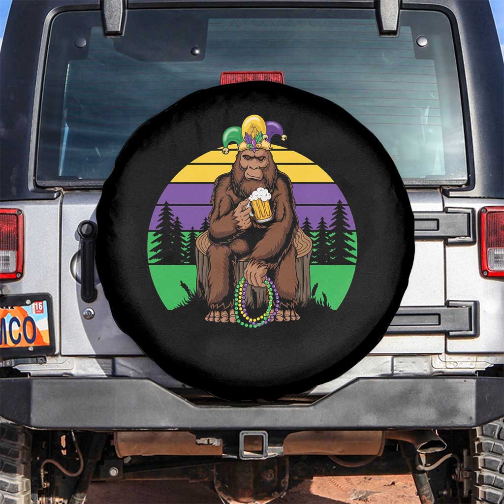 Mardi Gras Bigfoot Sasquatch Funny Beer Lover Spare Tire Cover