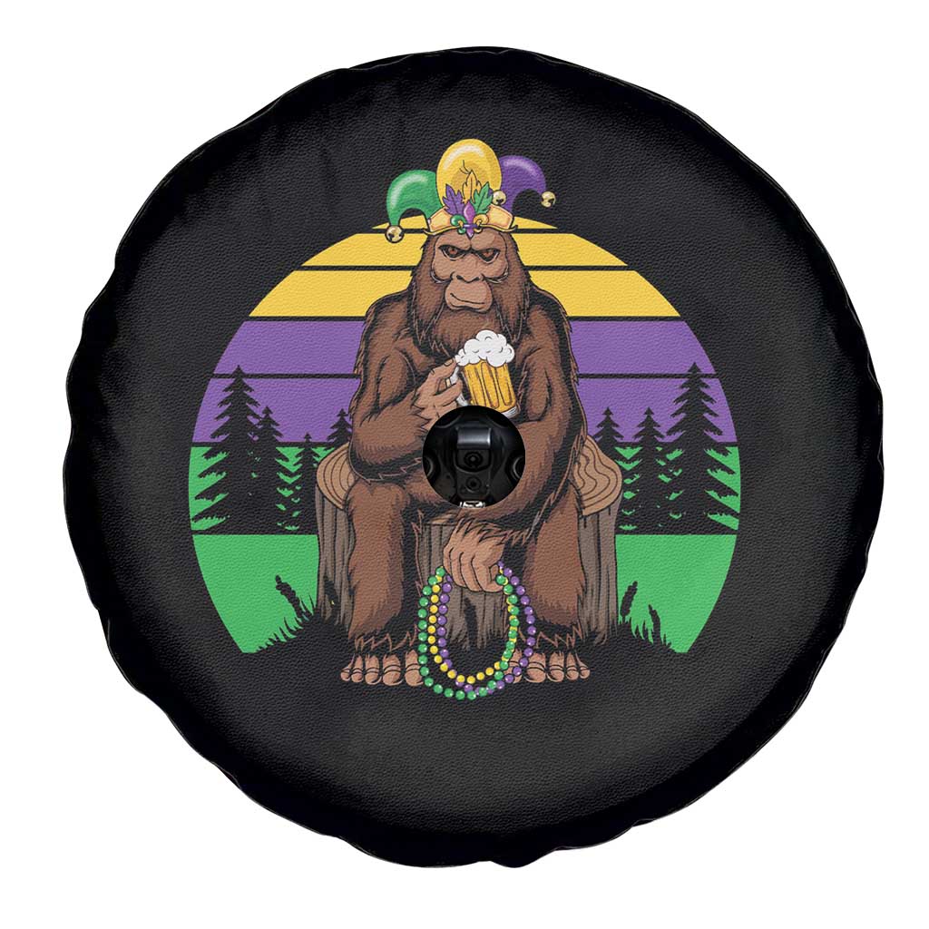 Mardi Gras Bigfoot Sasquatch Funny Beer Lover Spare Tire Cover