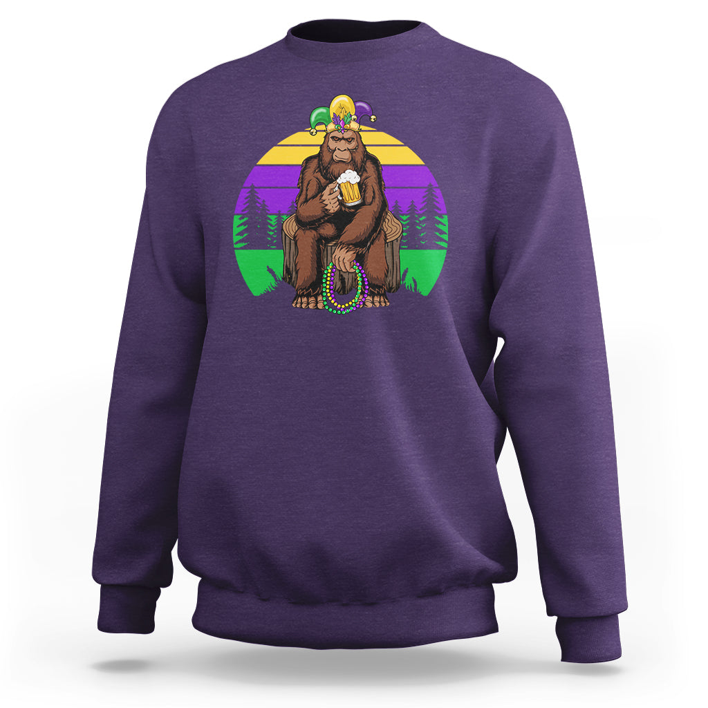 Mardi Gras Bigfoot Sasquatch Funny Beer Lover Sweatshirt - Wonder Print Shop