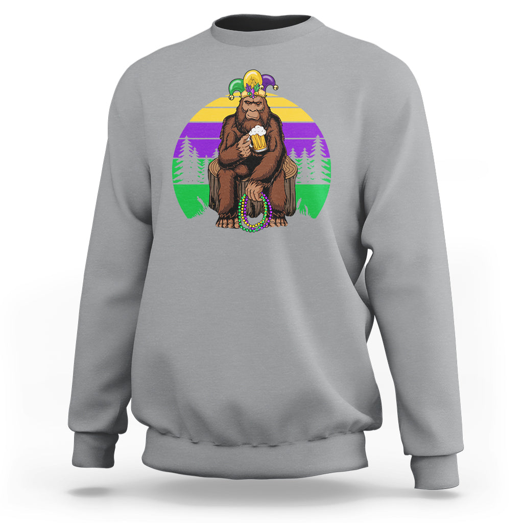 Mardi Gras Bigfoot Sasquatch Funny Beer Lover Sweatshirt - Wonder Print Shop