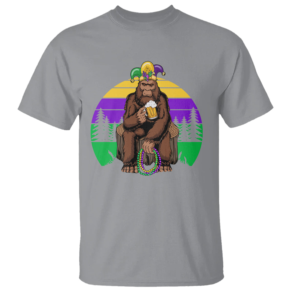 Mardi Gras Bigfoot Sasquatch Funny Beer Lover T Shirt - Wonder Print Shop
