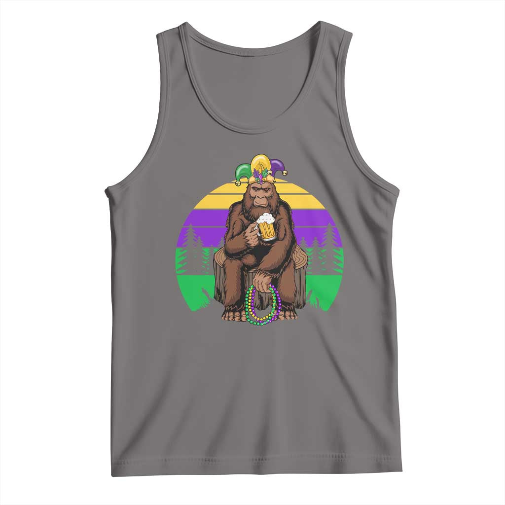 Mardi Gras Bigfoot Sasquatch Funny Beer Lover Tank Top