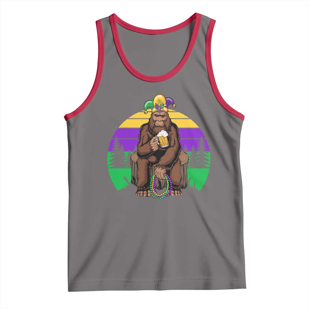 Mardi Gras Bigfoot Sasquatch Funny Beer Lover Tank Top