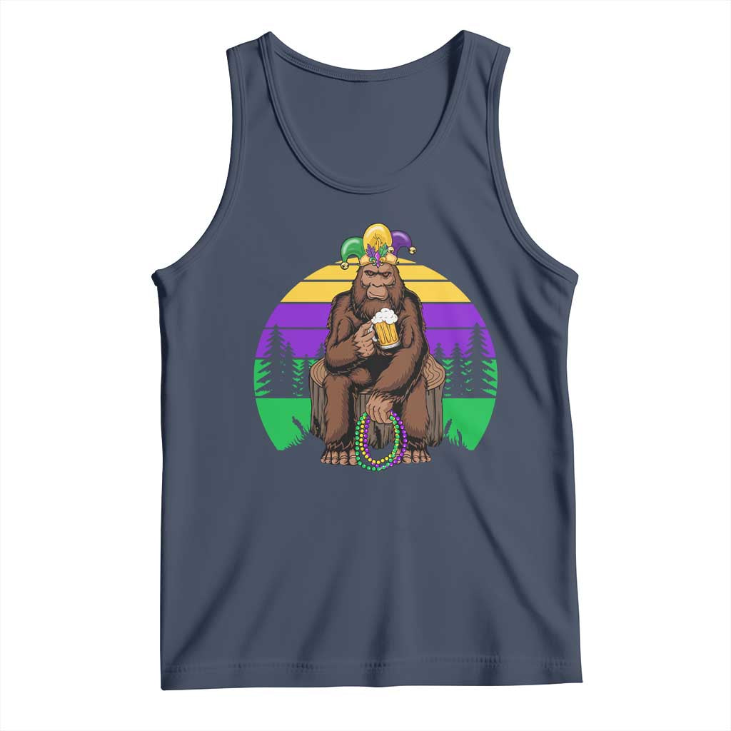 Mardi Gras Bigfoot Sasquatch Funny Beer Lover Tank Top