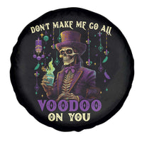 Mardi Gras Spare Tire Cover Don't Make Me Go All Voodoo On You Skeleton Witch Doctor