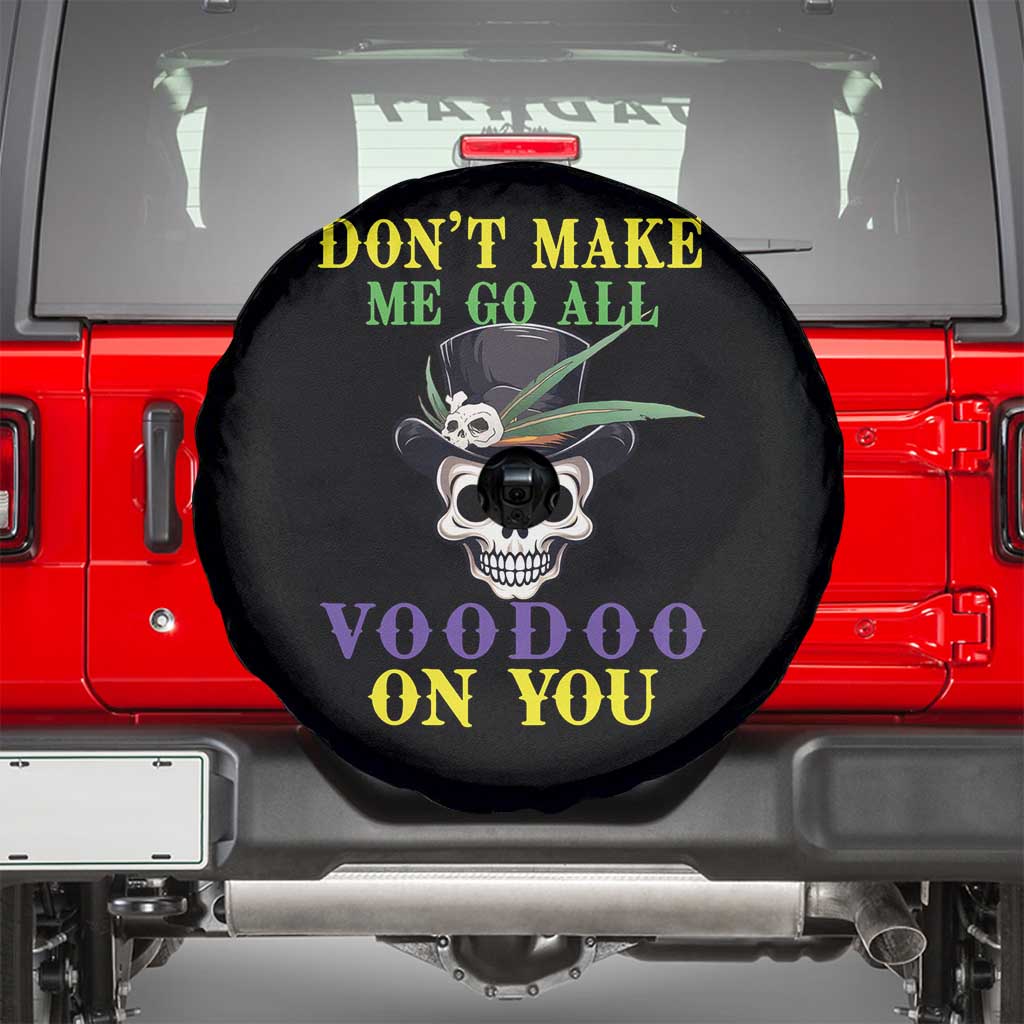 Mardi Gras Spare Tire Cover Don't Make Me Go All Voodoo On You Skull