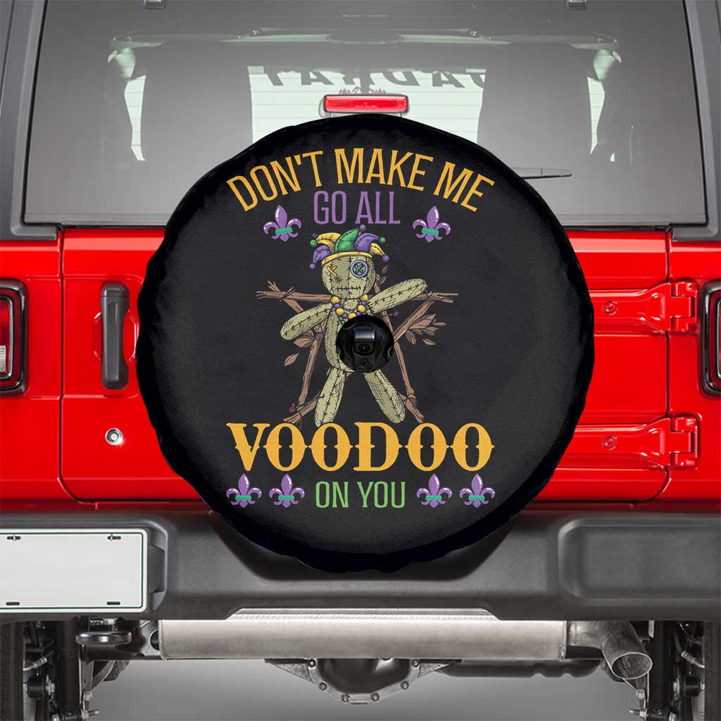 Mardi Gras Spare Tire Cover Don't Make Me Go All Voodoo On You Creepy Doll